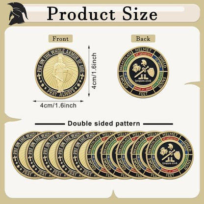 Nosiny religious challenge tokens displaying the Ephesians scripture design on premium metal alloy.