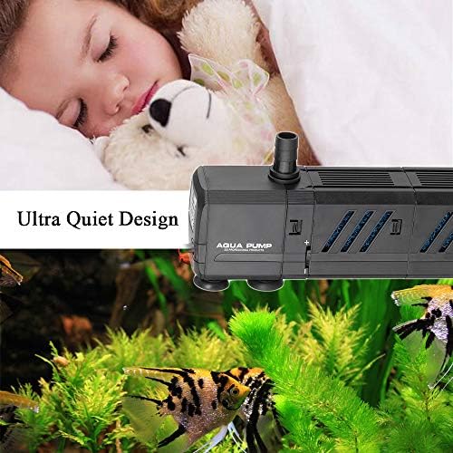 MQ multi-functional aquarium pump with modular filter compartments and internal media.