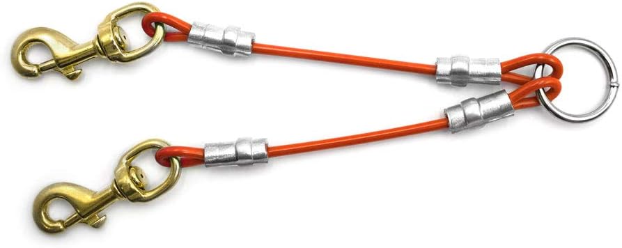 Blue chew-resistant steel cable 3 dog splitter by Outdoor Dog Supply for large breeds.