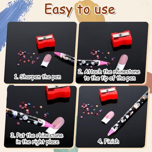 Close up view of the wax tipped rhinestone picker pencil for nail art