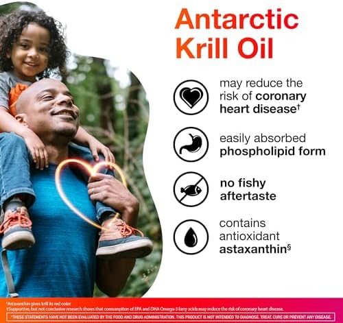 MegaRed Antarctic Krill Oil 130 softgels packaging showing supplement facts and purity indicators