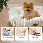 Bedsure ComfyFleece(TM) Cute Dog Bed for Small Medium Dogs - Washable Furry Puppy Beds, Rectangle Orthopedic Corduroy Fleece Pet Beds with Removable Zipper Cover, 25x21x7inches, Cream - Image 4
