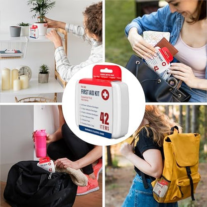 Durable plastic storage case of DecorRack first aid kit for car and home.