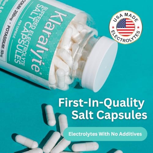 Klaralyte daily hydration salt capsules close up look at the size zero vegetable capsule form factor.