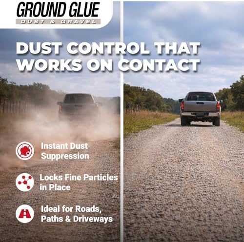 Before And After Application Of Ground Glue On A Dusty Gravel Driveway