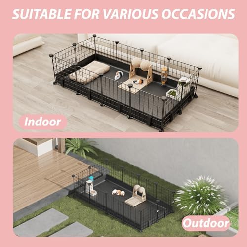 Small Animal Playpen with Waterproof Mat,Guinea Pig Cages,49.2x24.6x12.2inch C&C Cage for Hamster,Bunny,Hedgehog,Chinchilla,Ferret,Indoor Outdoor Portable Metal Wire Yard Fence,Metal Pet Panels-12pcs - Image 8