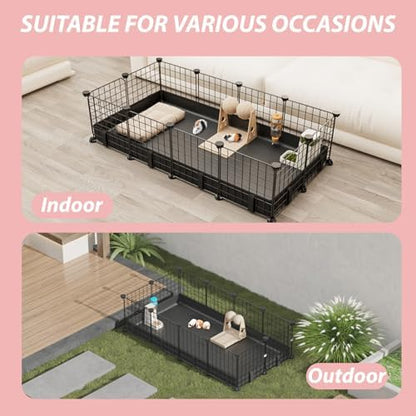 Small Animal Playpen with Waterproof Mat,Guinea Pig Cages,49.2x24.6x12.2inch C&C Cage for Hamster,Bunny,Hedgehog,Chinchilla,Ferret,Indoor Outdoor Portable Metal Wire Yard Fence,Metal Pet Panels-12pcs - Image 8