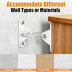 White anti tip furniture straps installed behind a wooden bedroom dresser attached to wall