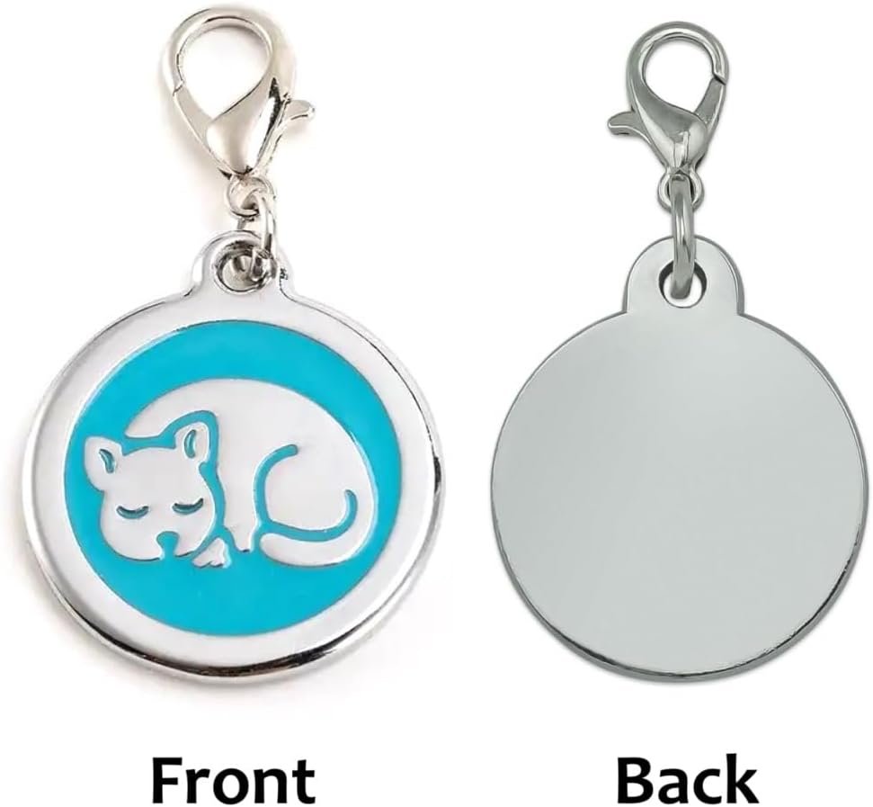 Custom engraved pet name tag for cat collars close up view