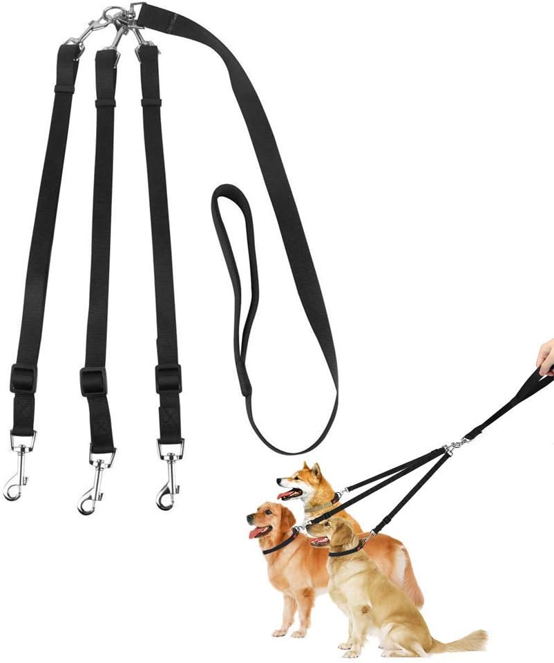 ASOCEA 3 in 1 multiple dog leash coupler front view showing padded handle