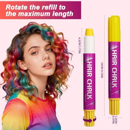 Close up of vibrant hair chalk pens set for temporary color