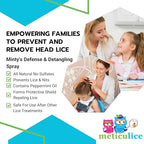 Back label of Meticulice detangling spray showing usage instructions
