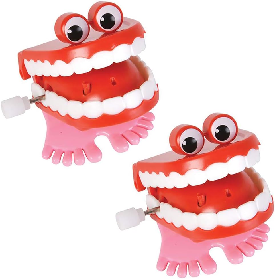 The Dreidel Company wind up chattering teeth toy front view classic party favor