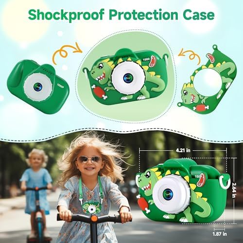 YEEHAO shockproof portable camera for boys and girls packaged with its matching lanyard and USB cord