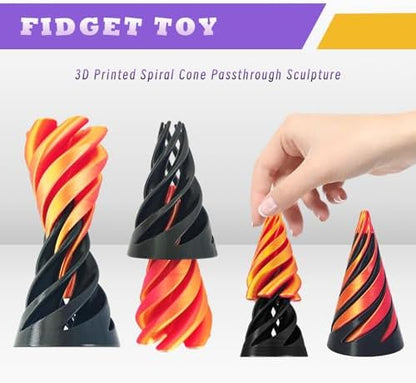 MFUERSTIC 3D printed impossible cone anxiety relief sculpture being manipulated by hand for stress management