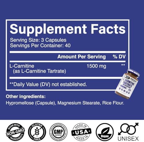 Close up of high potency L-Carnitine Tartrate vegan capsules