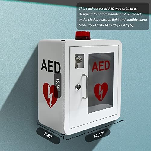 Side profile of white powder coated metal emergency medical cabinet.