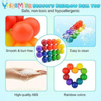 Yrissmiss educational travel toy for toddlers sitting on an airplane tray table showcasing its portable and compact size.