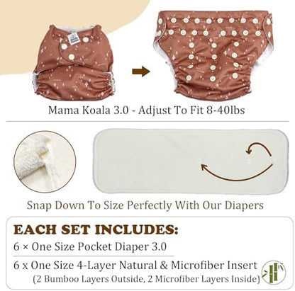 Side profile of Mama Koala pocket diaper showing leak-proof leg gussets