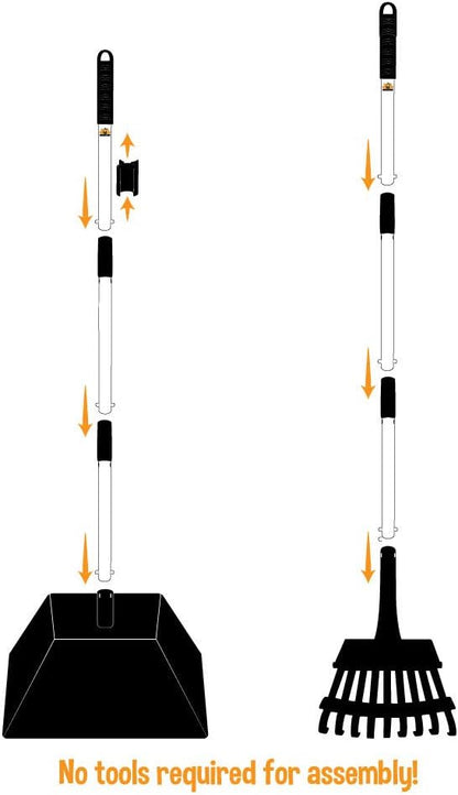 Ergonomic non slip grips and hanging loops on the premium pet waste scoop handles
