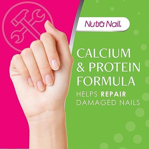 Nutra Nail keratin treatment for thin brittle and damaged nails close up view.