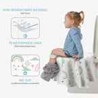 Extra large waterproof potty training liners laid out flat on a toilet seat