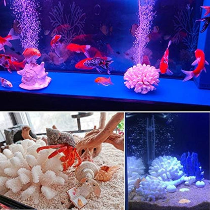 Durable underwater aquarium plants and resin coral decor side view