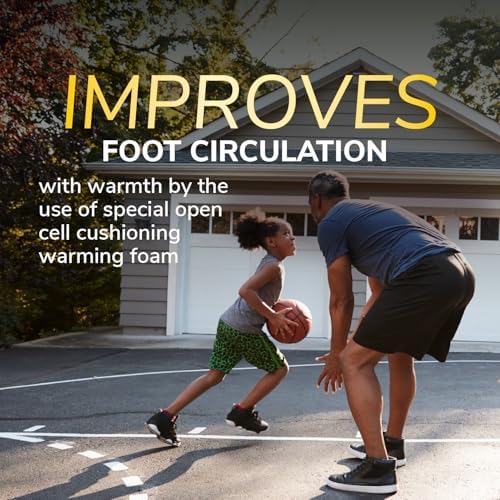 Dr. Scholl's men's size 8-14 orthotic inserts placed next to a running shoe to show fitment.