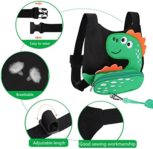 Toddler wearing Accmor dinosaur harness with leash attached