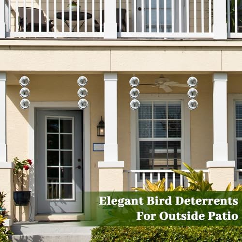 Ngdiluxury bird scarer hanging from a balcony for pest control.