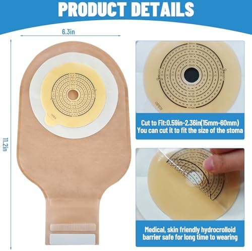 Heagimed Jenshhch ostomy supplies package showing 22 pieces of cut to fit stoma pouches