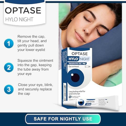 Optase HYLO Night application instructions and safety information on the carton.