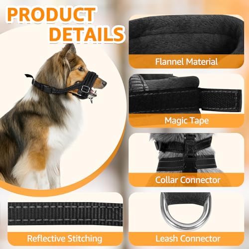 SlowTon nylon safety muzzle demonstrating how a dog can comfortably pant and drink water while wearing it