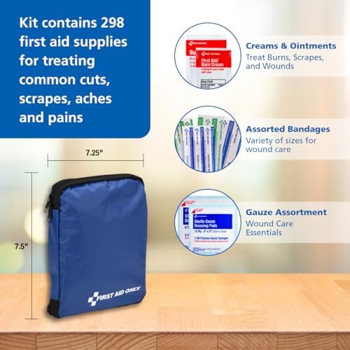 First Aid Only 298 piece kit stored in a car glove compartment