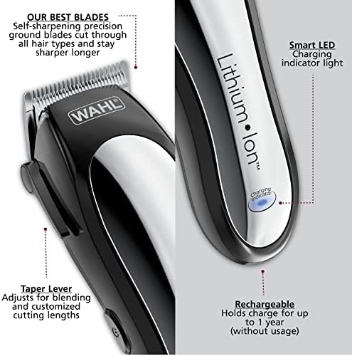 Close up of the self sharpening surgical stainless steel blades on the Wahl cordless clipper