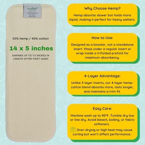 EcoAble hemp and cotton blend diaper insert stack