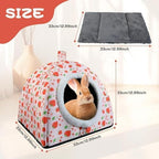 Warm Rabbit Hideout, Washable Bunny Bed & Hideaway House with Strawberry Design, Cozy Fleece Hut for Indoor Rabbits Guinea Pigs and Other Small Animals - Image 4
