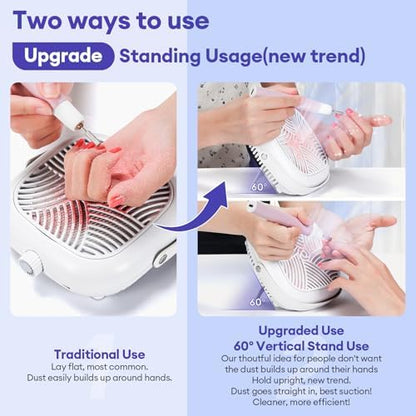 Compact white nail dust collector for home manicure