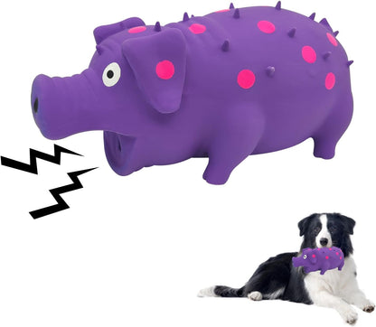 Andiker Dog Squeaky Toy, Dots Latex Dog Chew Toys with a Oinks Sound Squeaker Grunting Pig Dog Toy Durable Self Play 8" Dogs Squeeze Toy for Dental Biting Chasing to Kill Boring Time (Blue) - Image 9