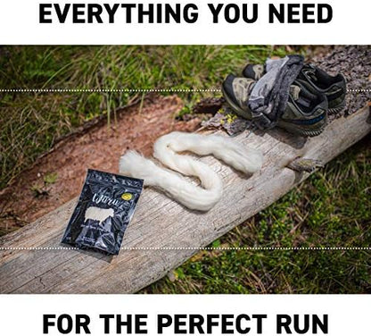 Lanolin rich foot care wool for running and athletic performance.