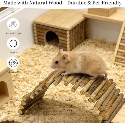 Bendable Hamster Bridge with Cage Platform, Approx. 12 in Wooden Fence for Hamster Cage Accessories, Flexible Pine Ladder Divider for Syrian Dwarf Hamster, Gerbil, Rat & Mouse - Image 8