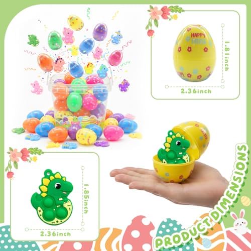 Close-up of various dinosaur-shaped silicone pop sensory toys with keychain attachments