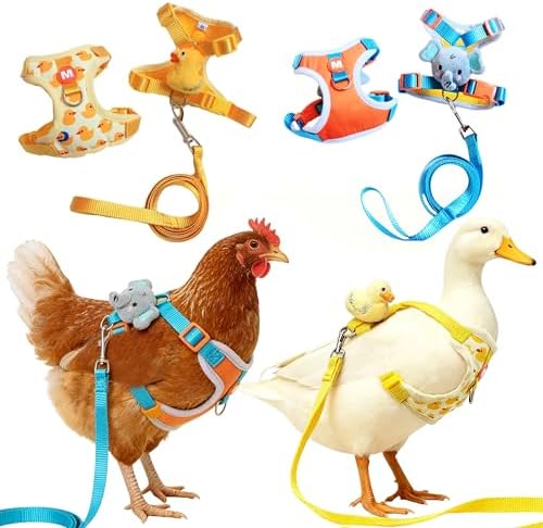 Two pieces of yellow duck pattern breathable poultry vests with elastic walking rope