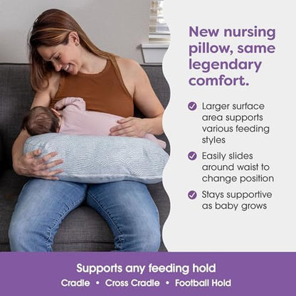 Side profile of Boppy feeding pillow showing firm loft