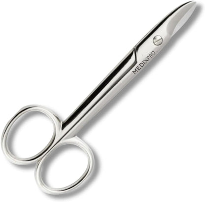 Rockville Unlimited Medixpro toenail scissors front view showing straight stainless steel blades for heavy duty pedicures.