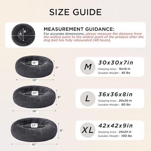 Bedsure SupportMax(TM) Calming Dog Beds Large Sized Dog - 36in Donut Washable Large Pet Bed,Anti-Slip Removable Cover,420GSM Round Anti-Anxiety Fluffy Plush Faux Fur Bed, Fits up to 80 lbs Pets - Image 7