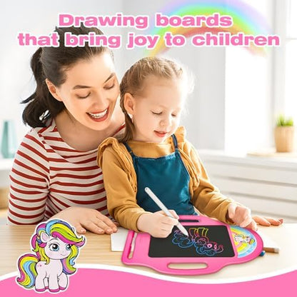 Close up of rainbow screen on Laebuild writing tablet