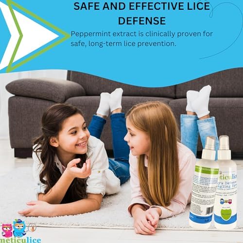 Natural peppermint essential oil hair conditioning spray for school children