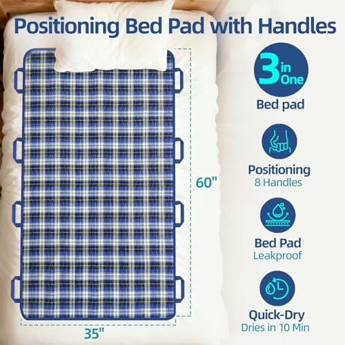 Close up view of the durable handles on the Huilink reusable underpad for elderly care