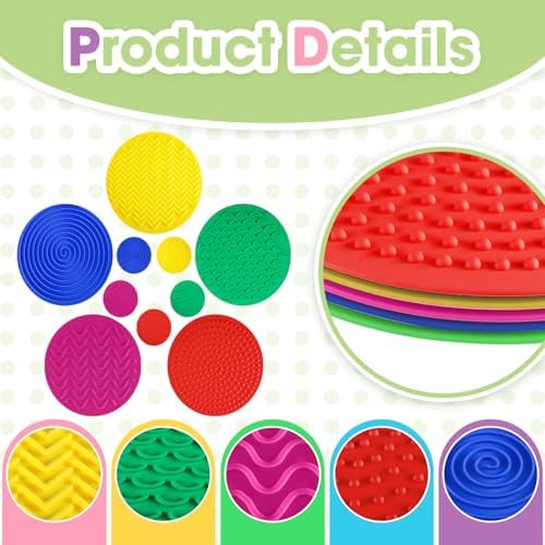 Close up view of the durable silicone texture patterns on the lenwen sensory pads.